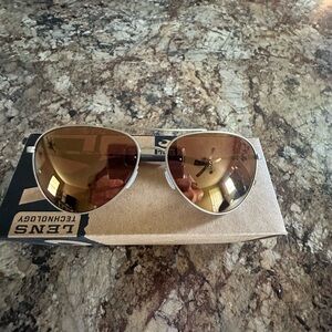 Costa Silver Aviator Sunglasses with Brown Accents